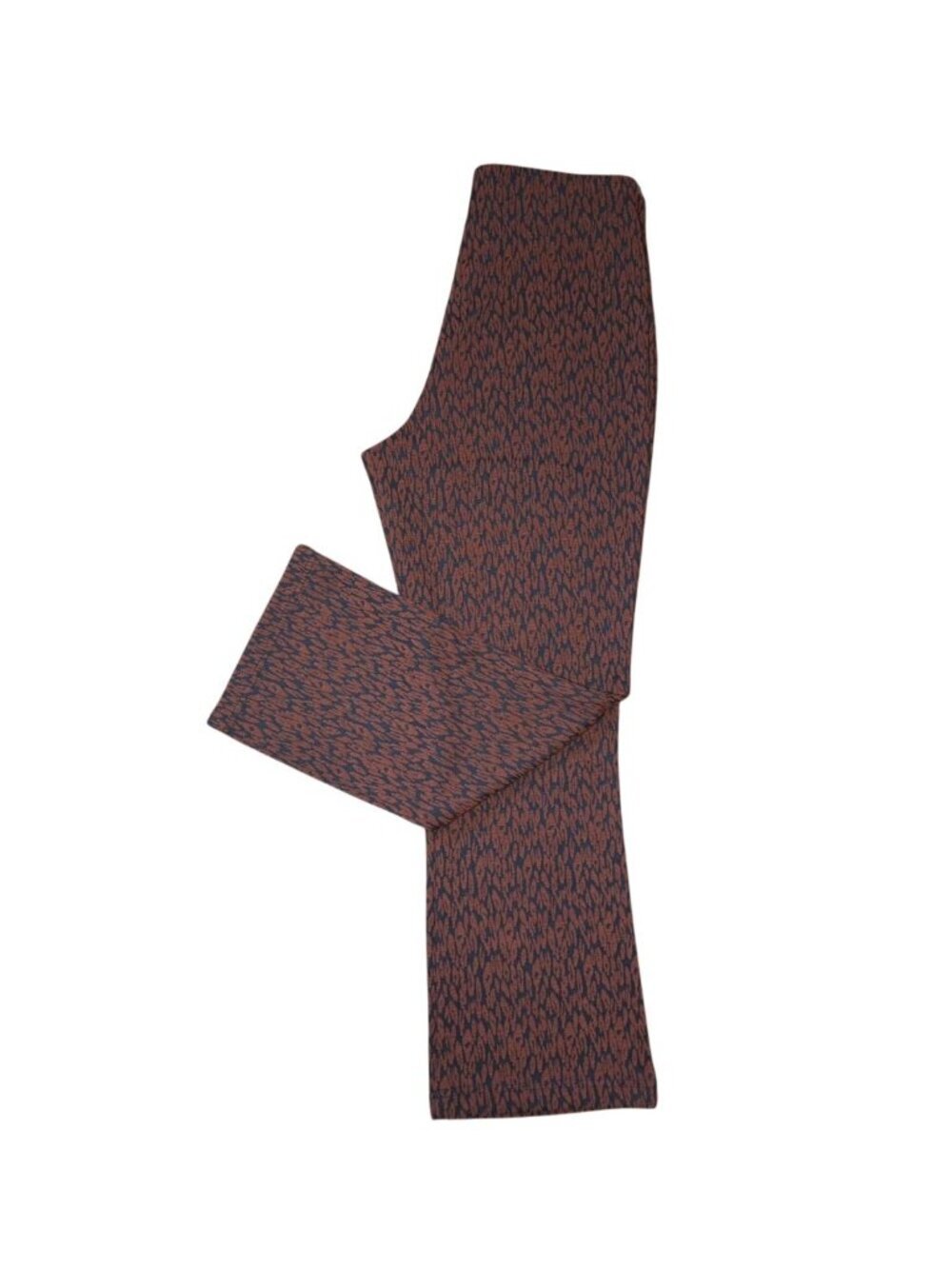 By Anthropologie Womens XS, Flared Pants Brown Black Abstract Print Stretch.